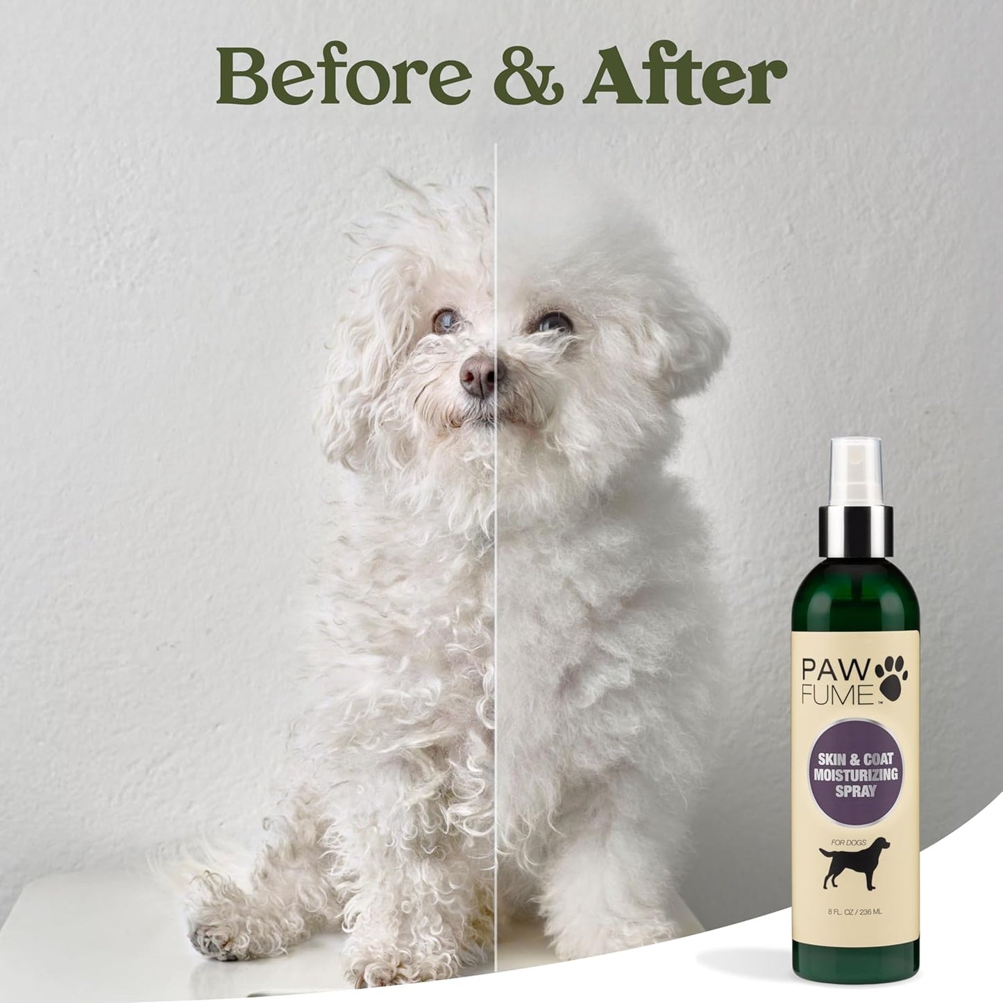 PAWFUME Skin & Coat Detangler Spray for Dogs, 4-Pack – Soothe Dry, Itchy Coats Quickly – Non-Toxic Chamomile & Oat Formula, Essential Fatty Acids & Vet-Certified – Dog Detangler Spray Dematting Care