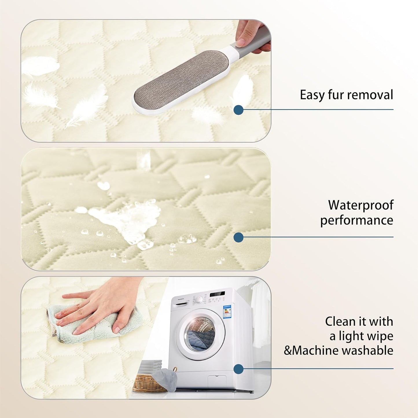 gogobunny 100% Double-Sided Waterproof Dog Bed Cover Pet Blanket Sofa Couch Furniture Protector for Puppy Large Dog Cat, Reversible (52x82 Inch (Pack of 1), Dark Cream/Light Cream)