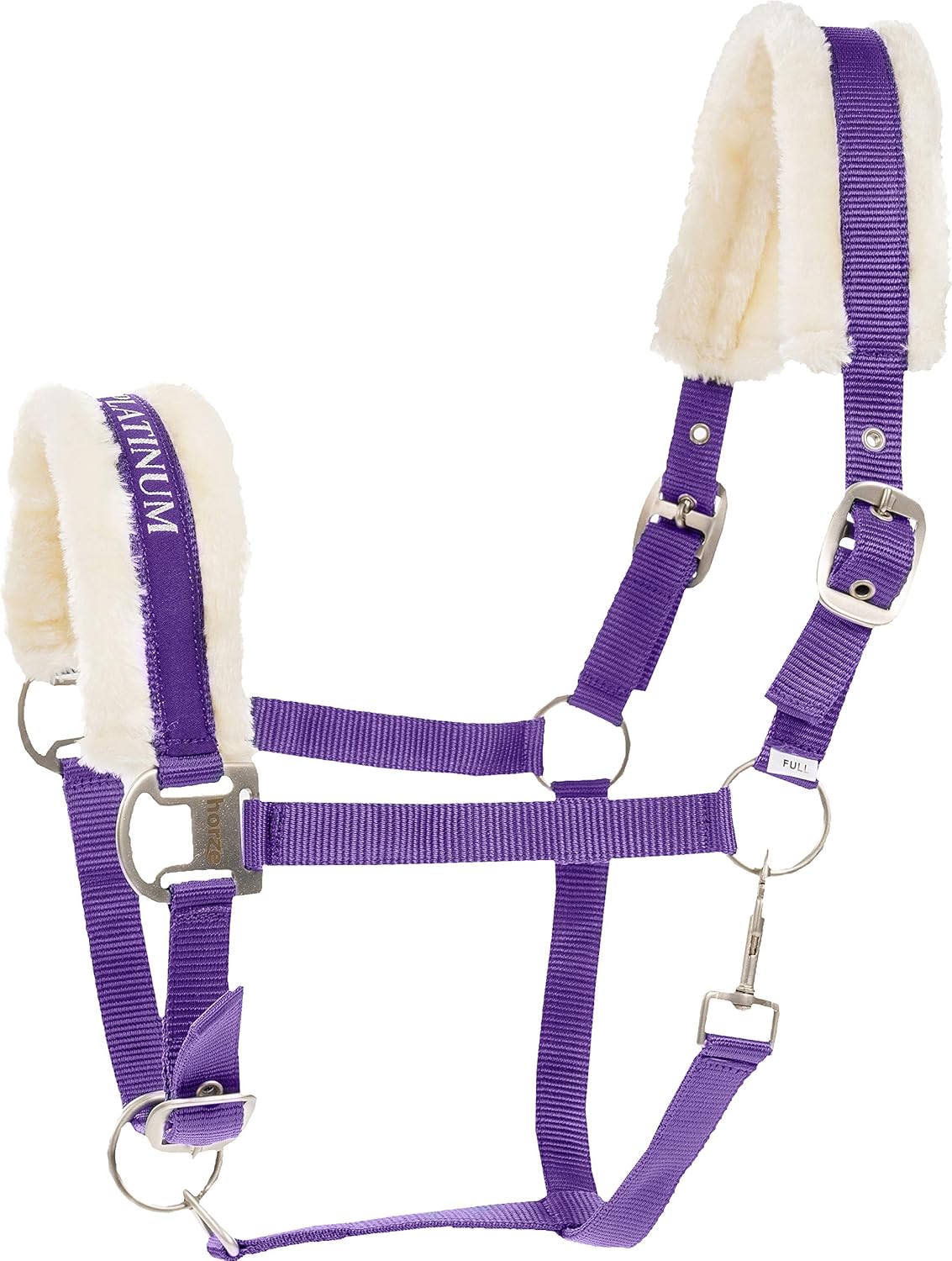 HORZE Howard Soft Fleece Padded Adjustable Polyester Horse Halter - Purple - Cob