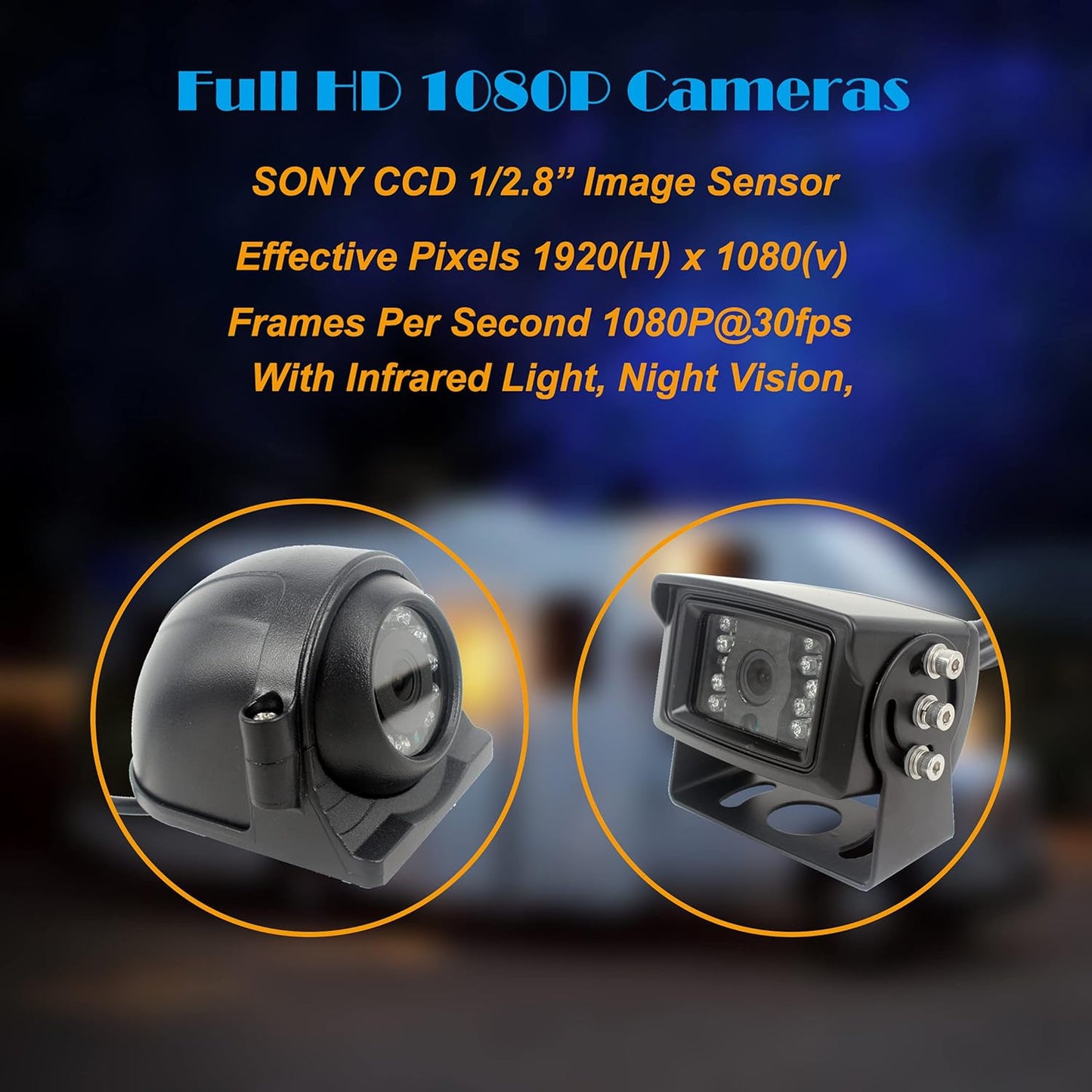 10 inch Screen 1080P Backup Camera System with Wired, DVR Recorder, Quad Split Screen, Car Monitor + 2X Waterproof Reversing Cameras + 2X Safety Sides Camera, for Camper, Trailers, Truck, RV