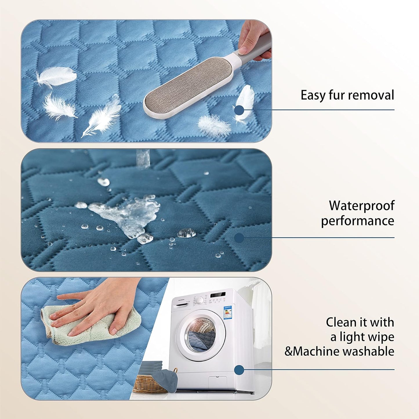 gogobunny 100% Double-Sided Waterproof Dog Bed Cover Pet Blanket Sofa Couch Furniture Protector for Puppy Large Dog Cat, Reversible (30x90 Inch (Pack of 1), Dark Blue/Light Blue)