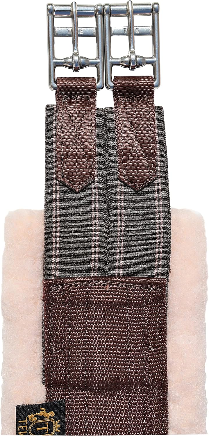 T TEKE Daily English Girths for Horses: Padded with Fleece, Double-Sided Heavy-Duty Elastic and Stainless Steel Buckles (Sizes 38β-56")"