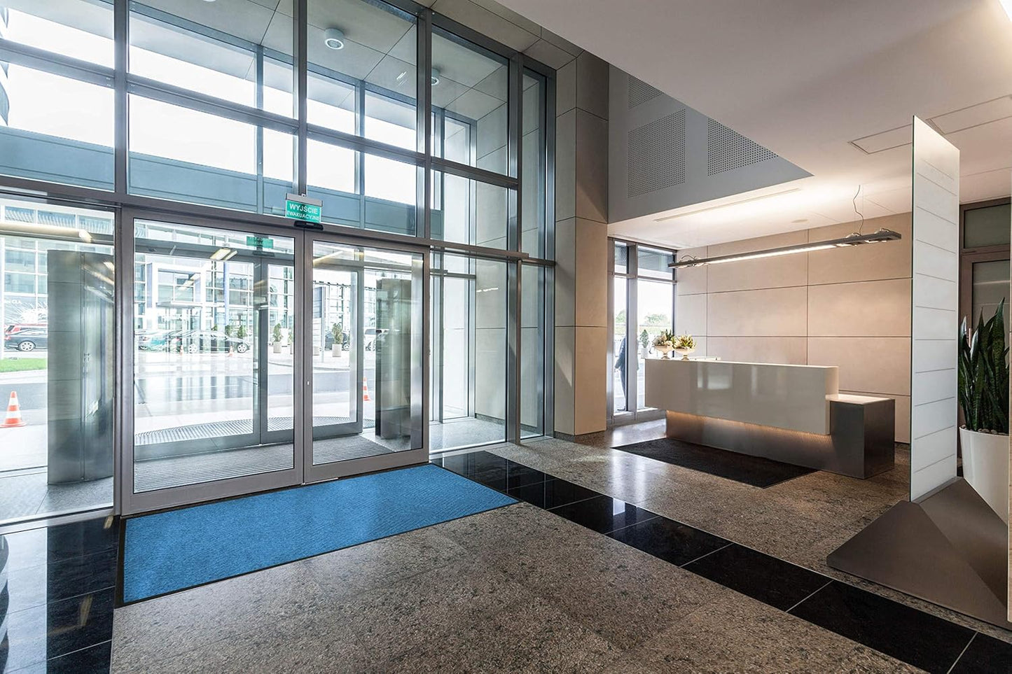 M+A Matting WaterHog Diamond | Commercial-Grade Entrance Mat with Rubber Border – Indoor/Outdoor, Quick Drying, Stain Resistant Door Mat (Medium Blue, 2' x 3')