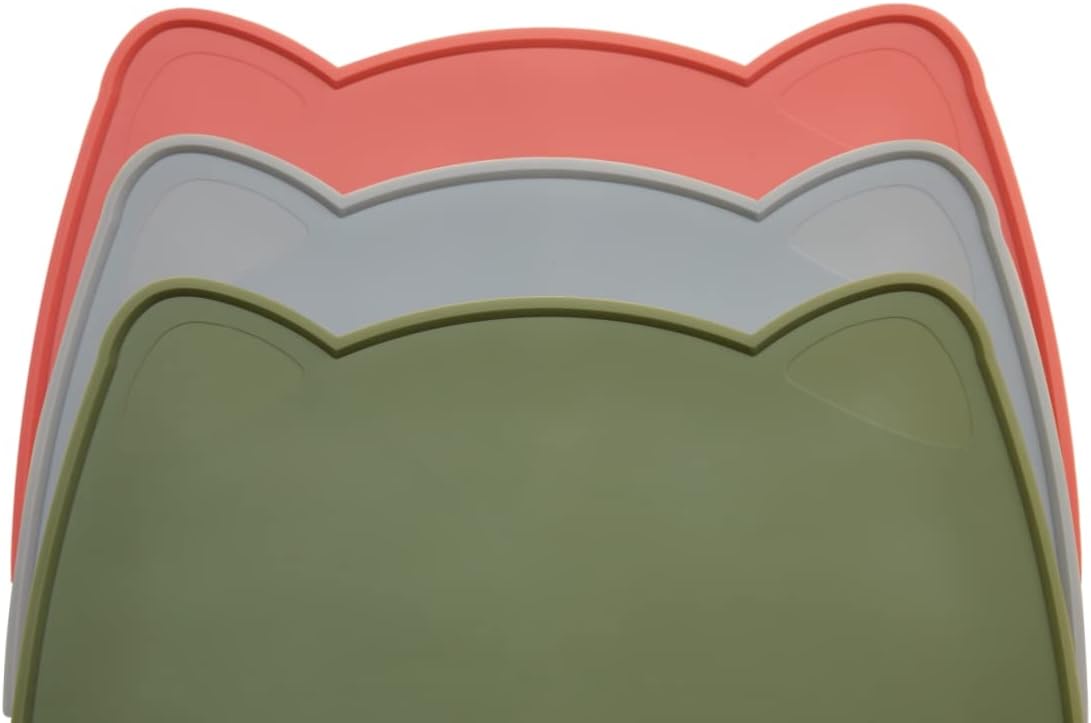 OHMO - Cat Food Mat, Silicone Pet Feeding Mat for Floor Non-Skid Waterproof Dog Water Bowl Tray, Easy to Clean Pet Placemat