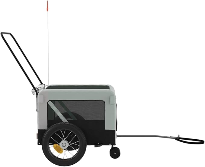 Tidyard Pet Bike Trailer Gray and Black Oxford Fabric and Iron Pet Bicycle Carrier, Animal Bike Stroller for Cat, Puppy, Dog, Outdoor, Travel Style C