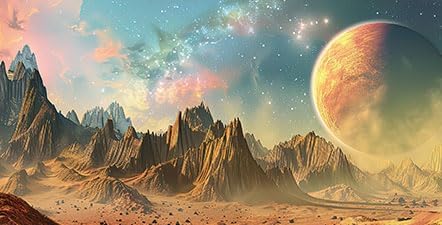 Cosmic Aquarium Background,Cool Galaxy Parallel Space Themed Fish Tank Background, Tropical Desert Terrarium Background 48X24IN with 8 EVA Double-Sided Tape