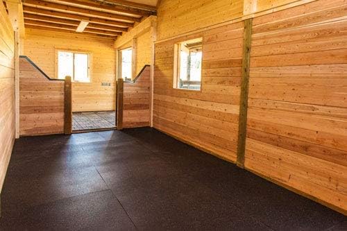 American Floor Mats - Horse/Stable Mats - Heavy Duty Stall Mats - Thick, Durable Rubber Flooring Solid Black 1/2" Thick - 4' x 6' Mat