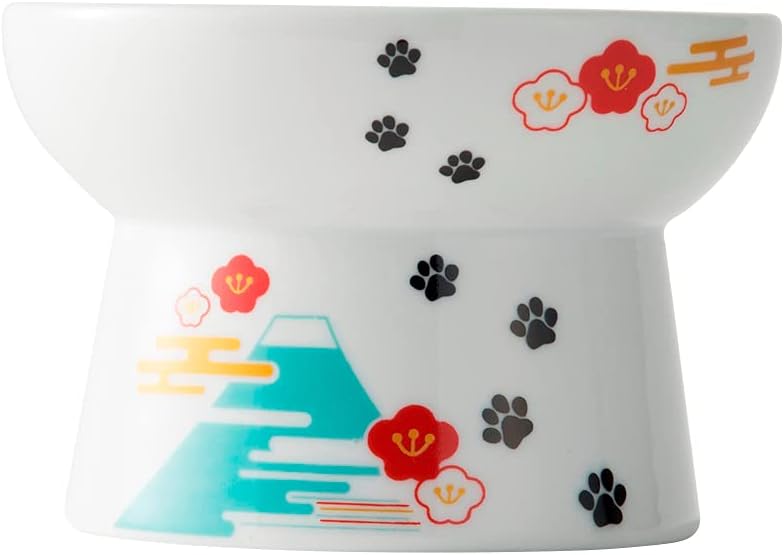 Necoichi Raised Stress Free Cat Food Bowl, Elevated, Backflow Prevention, Dishwasher and Microwave Safe, No.1 Seller in Japan! (Fuji Limited Edition, Regular)