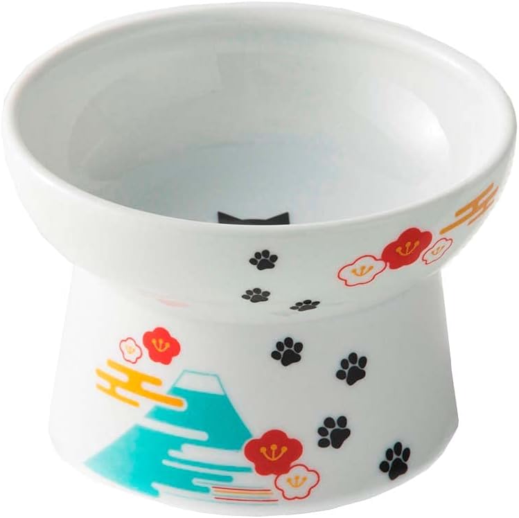 Necoichi Raised Stress Free Cat Food Bowl, Elevated, Backflow Prevention, Dishwasher and Microwave Safe, No.1 Seller in Japan! (Fuji Limited Edition, Regular)
