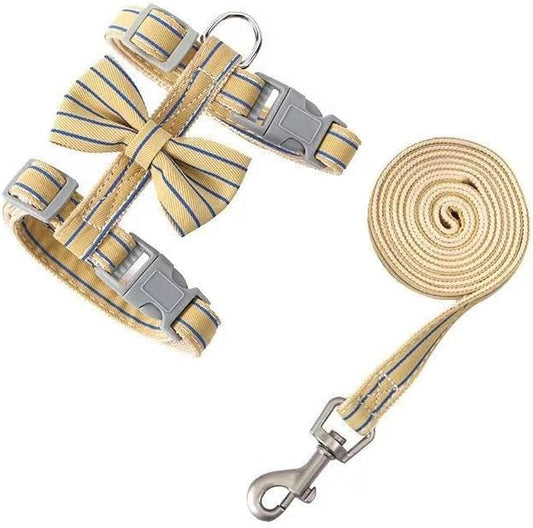 Butterfly Bow Tie Cat Harness and Leash Set - Adjustable, Escape-Proof, Breathable Kitten Vest with Cute Design for Small Cats & Indoor/Outdoor Safety Yellow S