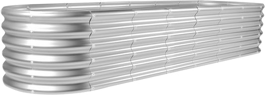 Land Guard 8×2×1.5ft Galvanized Raised Garden Bed Kit, Raised Garden Boxes Outdoor, Oval Metal Raised Garden Beds for Vegetables, Silver