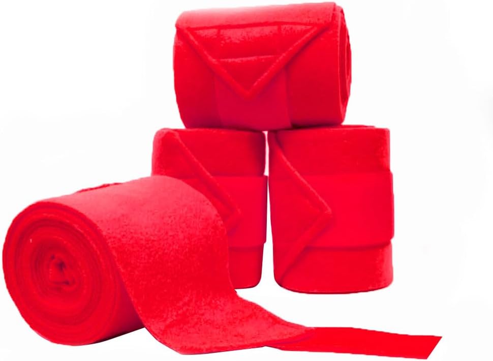 Horse Polo Leg Wraps Soft Fleece Wraps Equestrian Leg Bandage 4-Pack (Cob(8.2ft), Red)