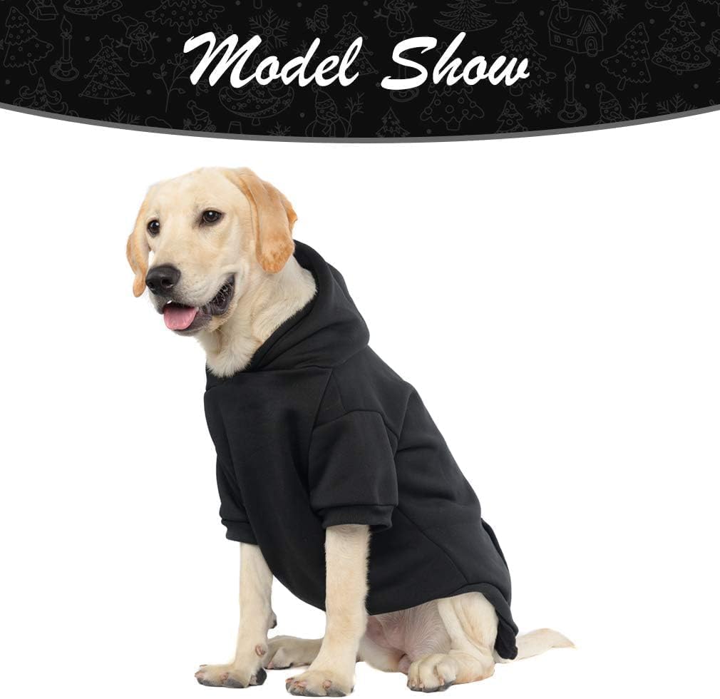 KOOLTAIL Basic Dog Hoodie - Soft and Warm Dog Hoodie Sweater with Leash Hole and Pocket, Dog Winter Coat, Cold Weather Clothes Sweatshirt for Small Medium Large Dogs Puppy Cat Boys Girls Black XL/XXL