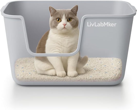 Extra Large Cat Litter Box with High Sides - Splash-Proof Design for Big Cats & Multi-Cat Homes, 24.6in x 16.7in x 12.8in (Gray)