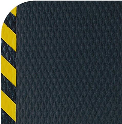 American Floor Mats Hog Heaven 5/8 inch Black & Yellow Border 3' x 12' Nitrile Backed Anti-Fatigue Comfort Mat