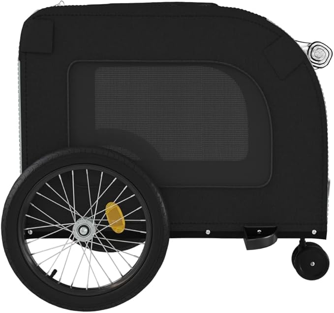 Tidyard Pet Bike Trailer Black and Gray Oxford Fabric and Iron Pet Bicycle Carrier, Animal Bike Stroller for Cat, Puppy, Dog, Outdoor, Travel