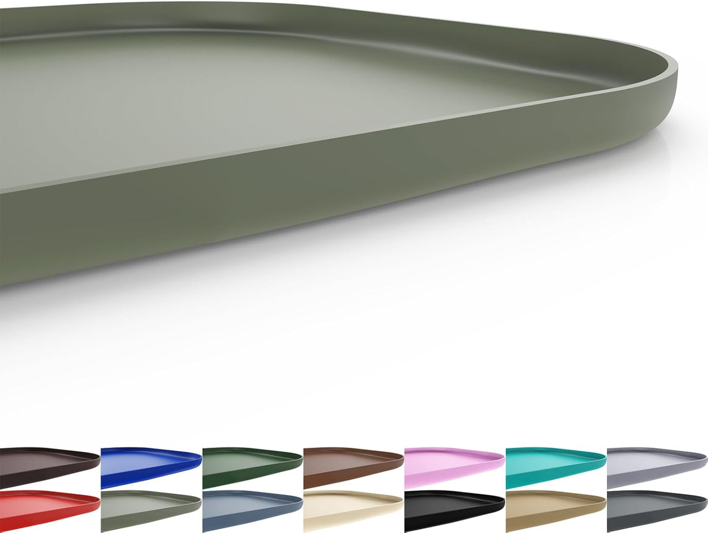 Silicone Pet Feeding Mat with Raised Edge for Food and Water, Dog Bowl Mats, Cat Bowls Placemat with High Lip for Floor Waterproof, Rubber Tray for Cats and Dogs 24 x 16 x0.8 Light Olive Green