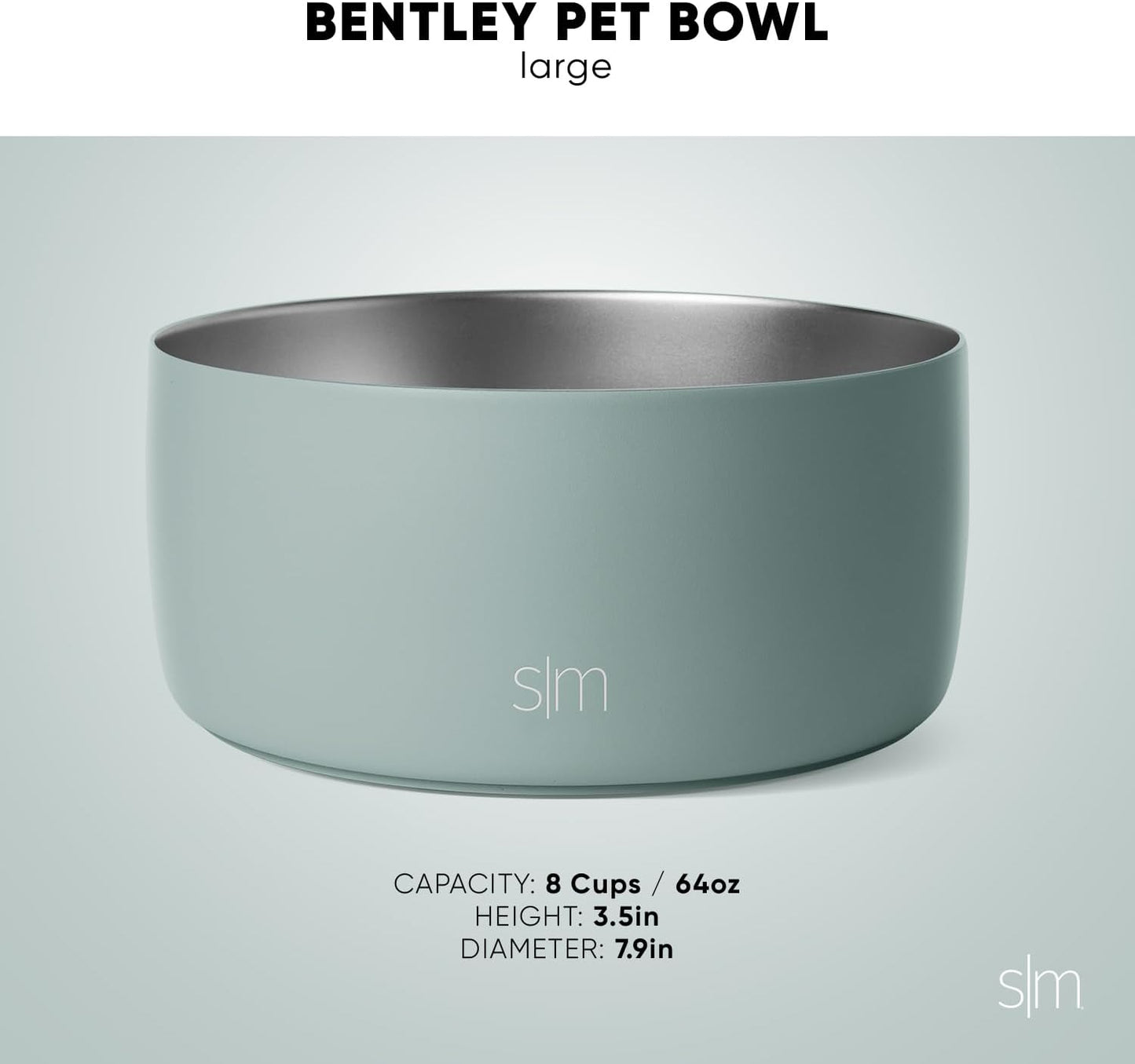 Simple Modern Stainless Steel Pet Water Bowl for Dogs & Cats | Reusable Insulated Stainless Steel Food Bowls for Dog Cat | No Tip No Slip BPA Free | Bentley Collection | Large (64oz) | Almond Birch
