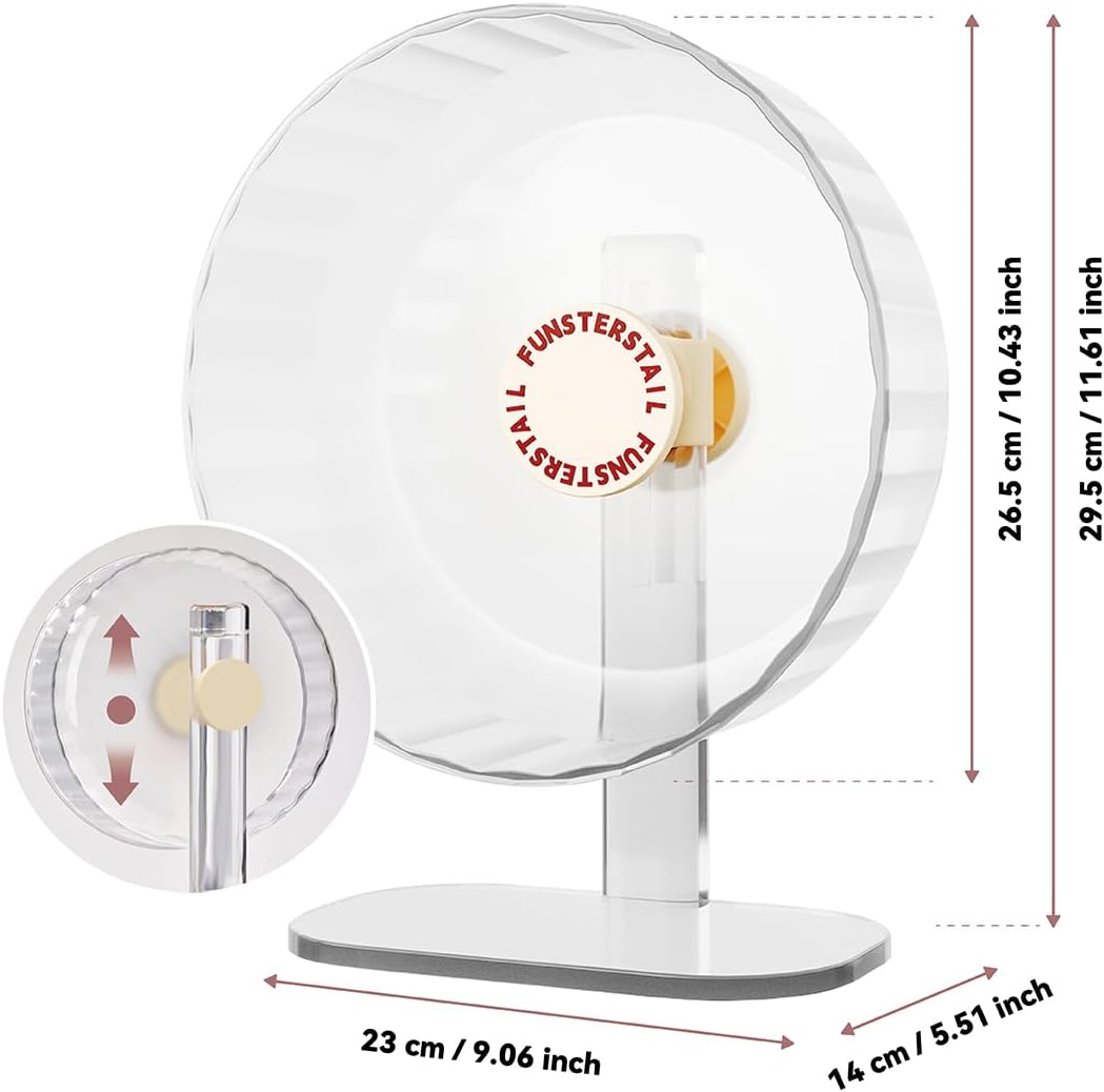 Super Silent Hamster Wheel 10.4 Inch, Magnetic Large Rat Wheel for Chinchilla, Gerbil, Guinea Pig, Cat, Mouse, Sugar Glider and Dwarf, Syrian Hamster Accessories (Cream White)
