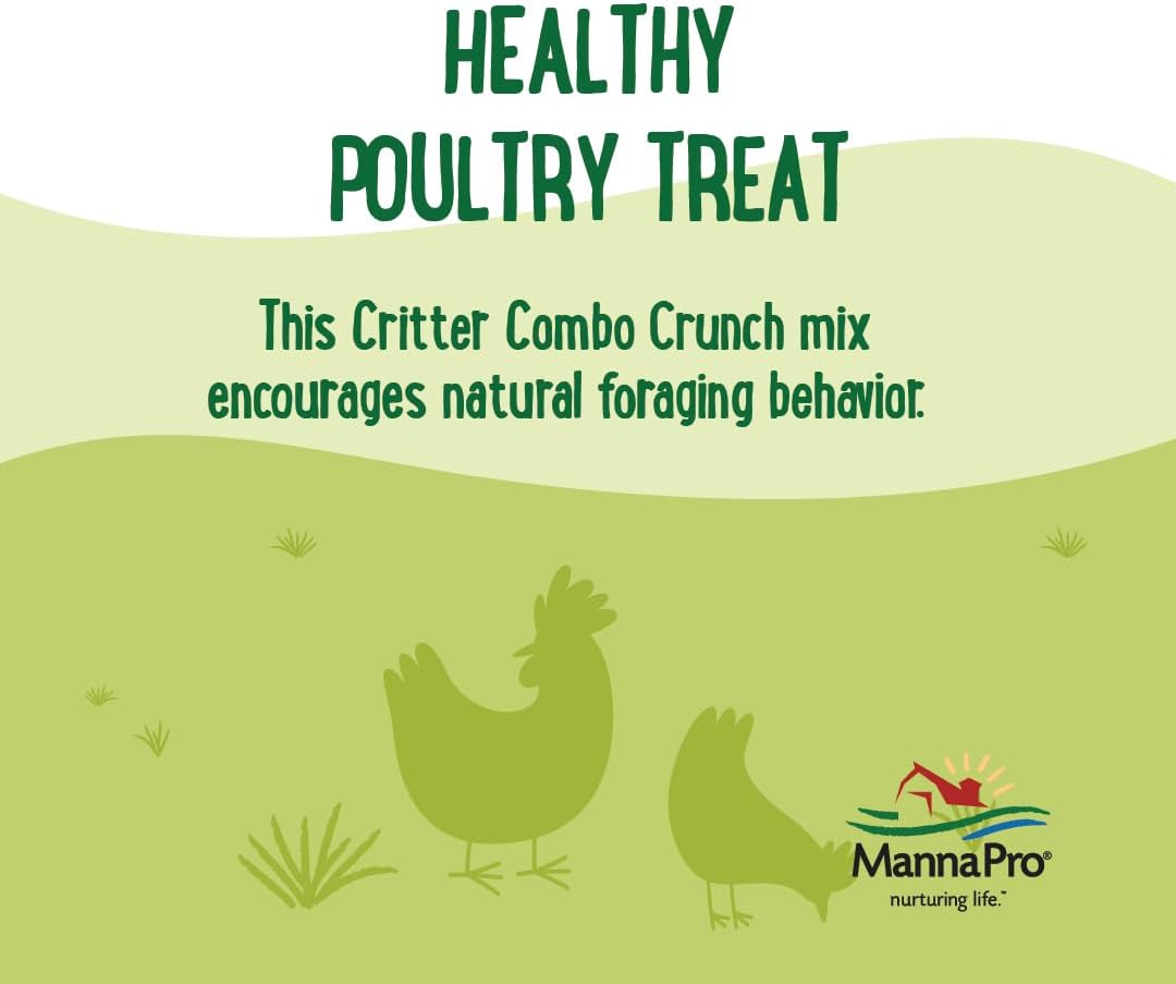 Manna Pro Farmhouse Favorites Critter Combo Crunch Bug Jug – Engaging Poultry Treat – Blend of Black Solider Fly Larvae, Mealworms & Shrimp – Great Source of Protein – Encourages Foraging – 25oz