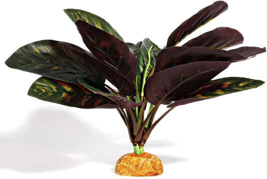 Reptile Terrarium Decor Plants, Bearded Dragon Tank Accessories fit Crested Gecko Leopard Lizard Chameleon Ball Python Snake Frog - Purple Fake Prayer Peacock Plants