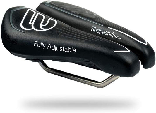 SRT Super Short Noseless Pain-Free Adjustable Bicycle Saddle Black with Titanium Rails Custom Fit Comfort, one Size