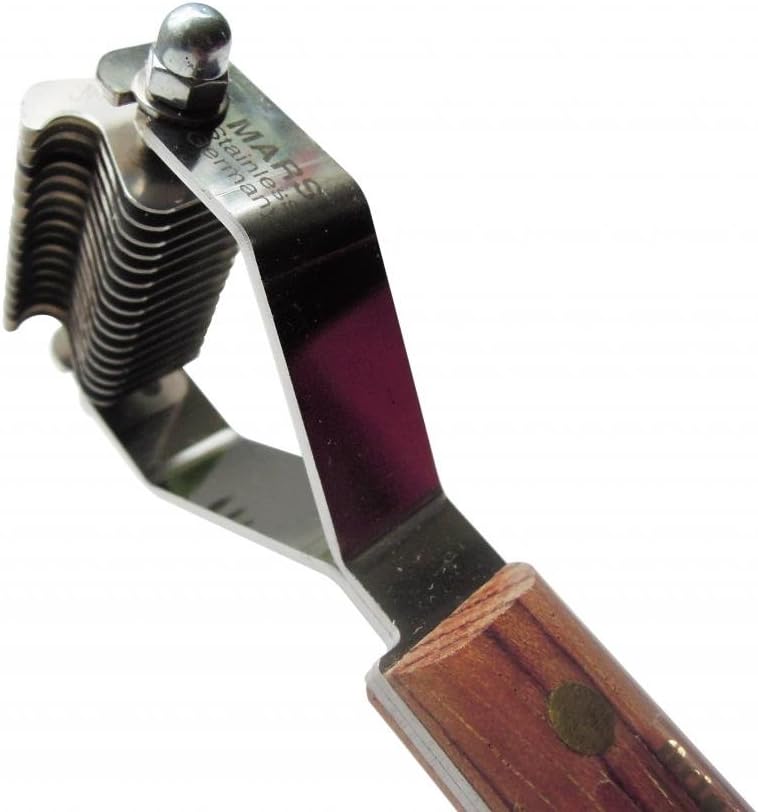 Mars Coat King Dematting Undercoat Grooming Rake Stripper Tool for Dogs and Cats, Stainless Steel with Wooden Handle for Thick Coats, 16-Blade Stripper for Groomers, Pet Owners