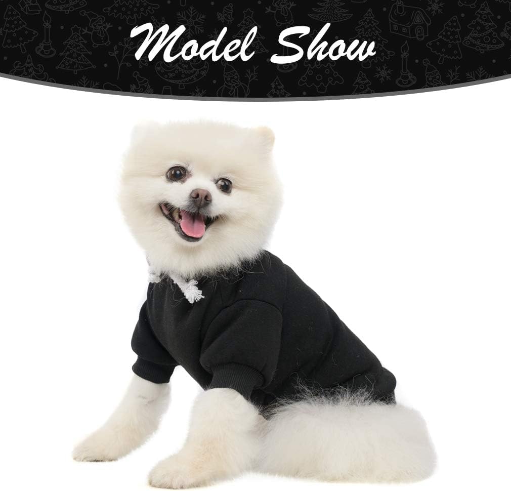 KOOLTAIL Basic Dog Hoodie - Soft and Warm Dog Hoodie Sweater with Leash Hole and Pocket, Dog Winter Coat, Cold Weather Clothes Sweatshirt for Small Medium Large Dogs Puppy Cat Boys Girls Black S