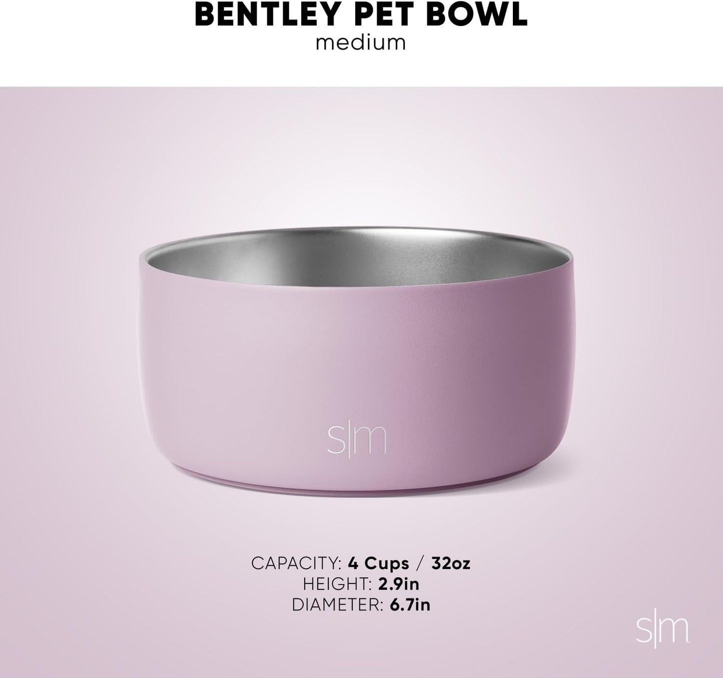 Simple Modern Stainless Steel Pet Water Bowl for Dogs & Cats | Reusable Insulated Stainless Steel Food Bowls for Dog Cat | No Tip No Slip BPA Free | Bentley Collection | Medium (32oz) | Winter White
