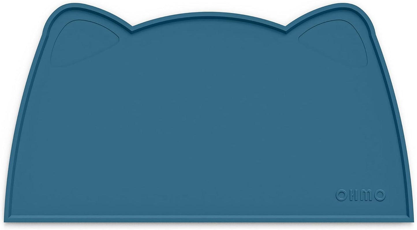 OHMO - Cat Food Mat, Silicone Pet Feeding Mat for Floor Non-Skid Waterproof Dog Water Bowl Tray, Easy to Clean Pet Placemat