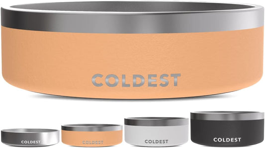 Coldest Dog Bowl - Anti Rust Metal, Non Slip, 3 Layers Insulated Stainless Steel Dog Bowls - Spill Proof & Heavy Duty - Water Bowl for Dogs, Cats & Pets, Dish Washer Safe (42 oz, Sahara Peach)