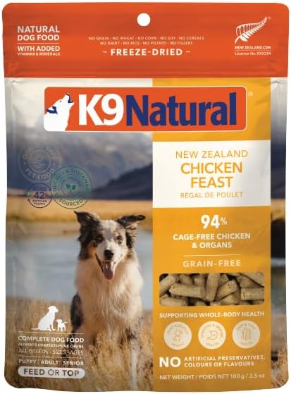 K9 Natural - Grain Free Freeze Dried Dog Food Topper - Chicken, 3.5oz