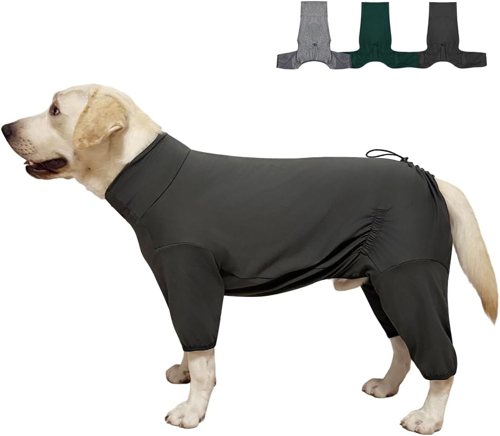 Dog Pyjamas PJS Sweater Clothes and Home Clothing Suitable for Large to Giant Breeds of Dogs, Dog Surgery Recovery Suit, Extra-Large Stretch Fabric, Four-Legged Clothes (Thin Dark Gray, 6XL)