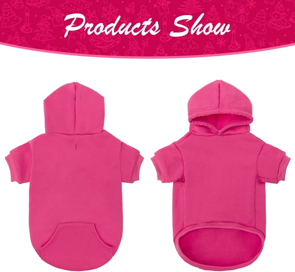 KOOLTAIL Basic Dog Hoodie - Soft & Warm Dog Hoodie Sweater with Leash Hole and Pocket, Dog Winter Coat, Cold Weather Clothes Sweatshirt for Small Medium Large Dogs Puppy Cat Boys Girls Deep Pink M