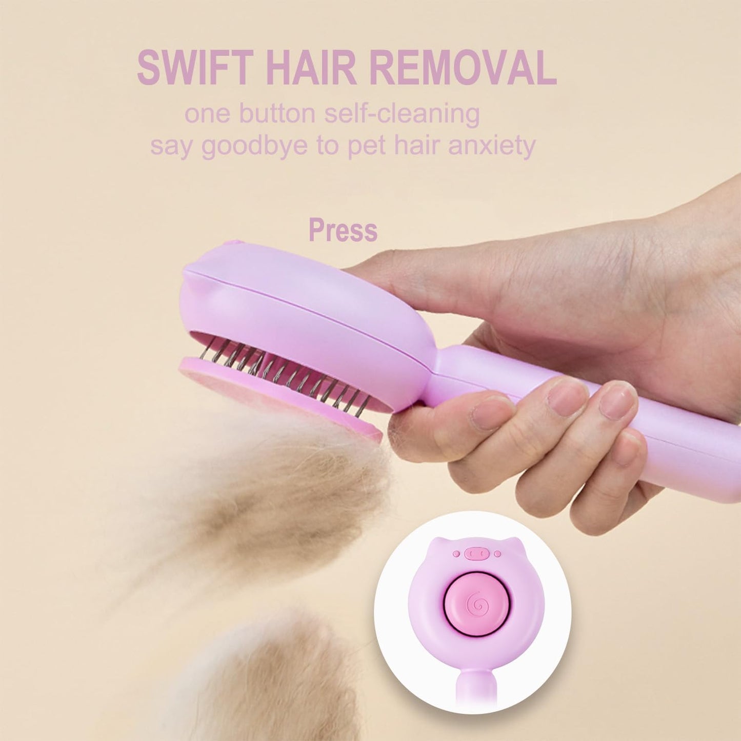 Cat Brush Dog brushes with Release Button for Shedding Grooming, fit for Long or Medium Haired Cats, Lightweight Skin Friendly Pet Brush Hair Removal Comb Brushes for Kitten