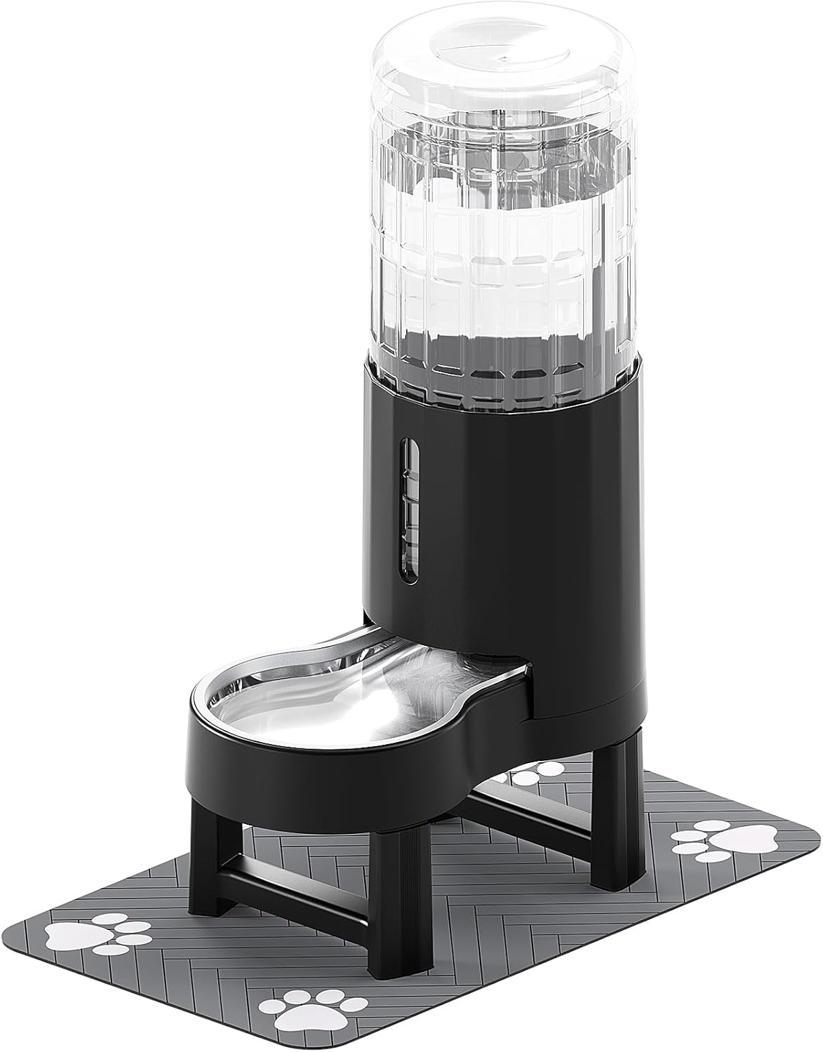 CZPET Elevated Dog Water Bowl Dispenser with Mat for Large Dogs,Tall Raised Pet Waterer Stand,Relieve Neck Pressure,Large Capacity and Drinking Area Noise-Free for Pets (9L+Stand+Mat)