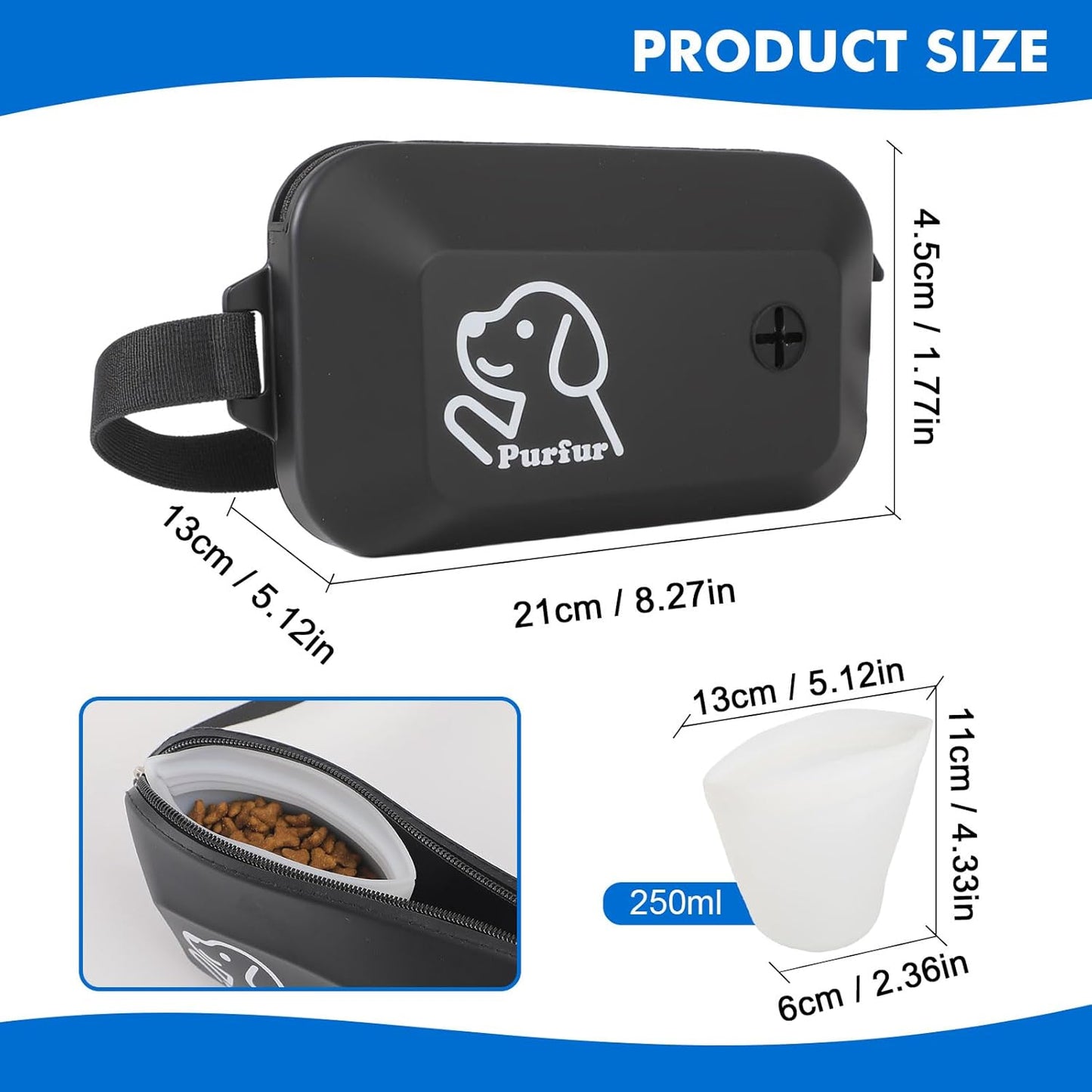 Dog Treat Pouch with Clicker & Poop Bag Holder – Waterproof Silicone, Adjustable Waist Belt for Training & Walking – Puppy Treat Pouch for Pet Training (Black)