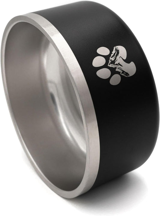 Stainless Steel Dog Bowl for Small-Large Dogs | Double Wall Insulated, Non-Slip Base Heavy Duty Water and Food Bowls for Dogs & Cats | Pet Safe BPA Free & Dishwasher Safe | 32 Oz - Black