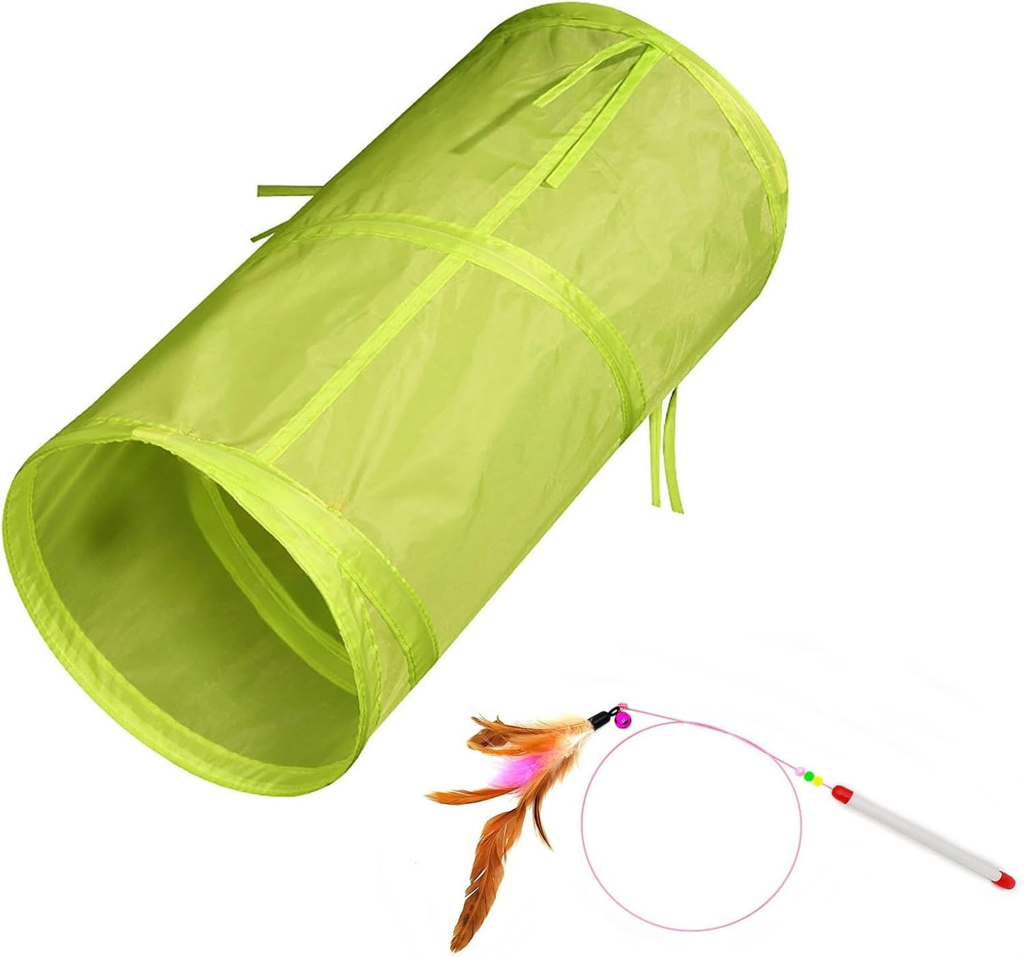 iCAGY Cat Tunnel for Indoor Cats Interactive, Rabbit Tunnel Toys, Pet Toys Play Tunnels for Cats Kittens Rabbits Puppies Crinkle Pop Up Light Green 20"