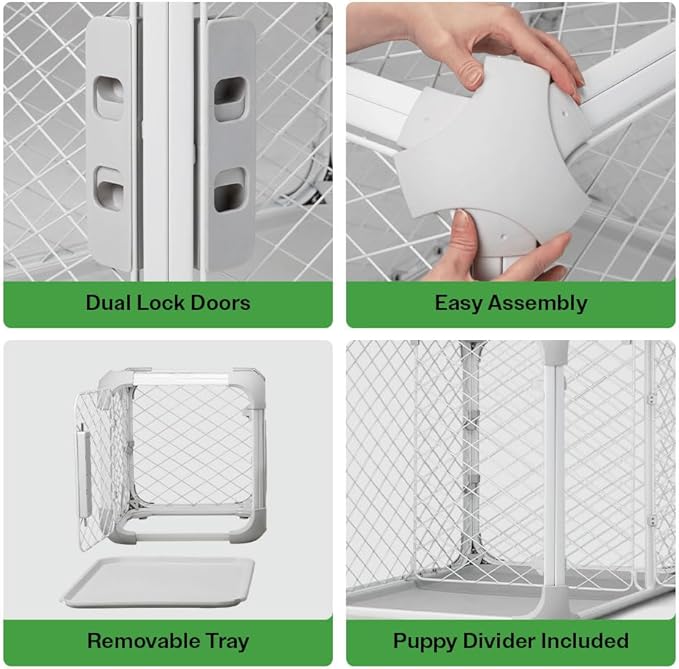 DIGGS Evolv Dog Crate - Slim, Durable Dog Kennel with Removable Ceiling Panel and Modular Design - Safe, Stylish, and Convenient (Ash, Small)