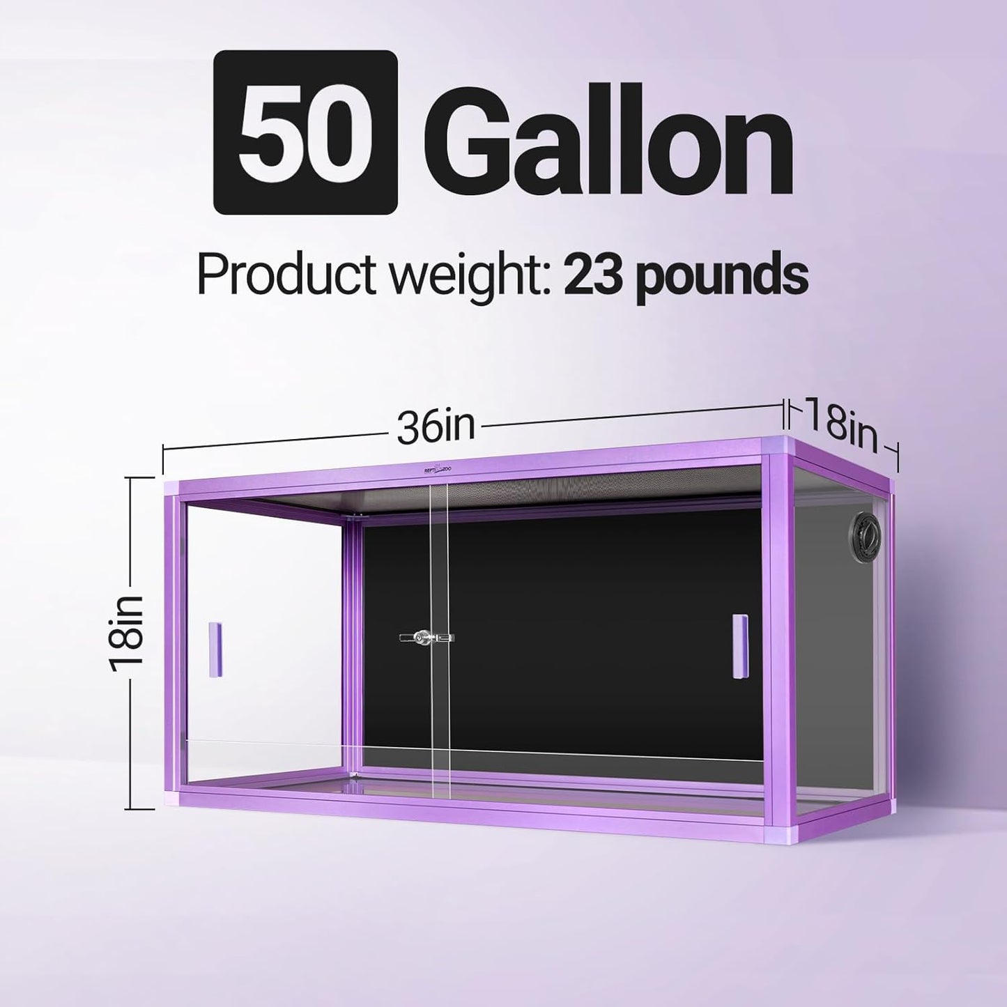 REPTI ZOO 50 Gallon Reptile Terrarium, 36" x 18" x 18" Light Weight Reptile Enclosure, Colored Reptiles Tank with Tempered Glass Door, Large Habitat for Bearded Dragon, Snake, Lizard, Gecko-Purple