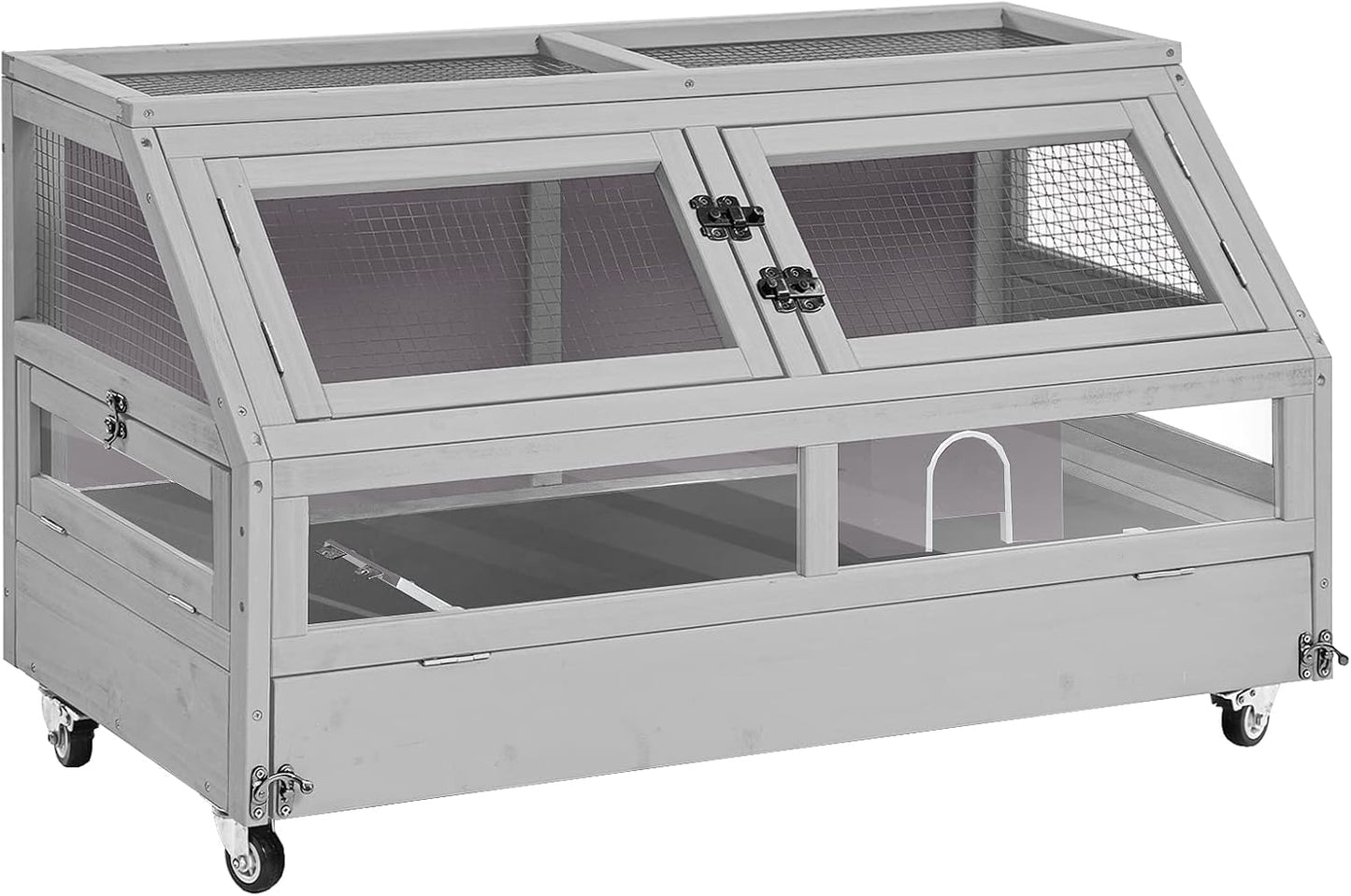 GUTINNEEN Guinea Pig Cage, Hamster Cage with Chew-Proof Aluminum Edges & Leak-Proof PVC Layer, Small Animal Cage with 4-Wheel Design, Acrylic/Mesh Panels for Ferrets, Rats