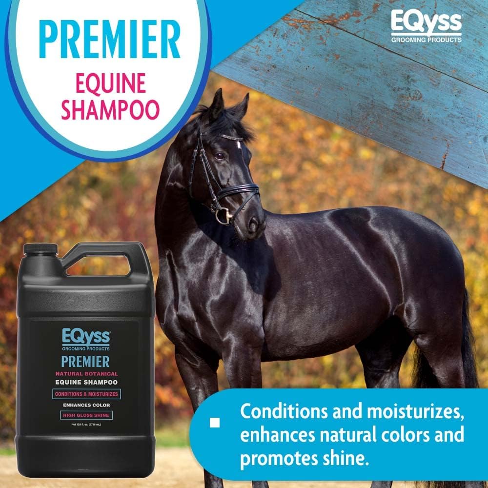 EQyss Premier Equine Horse Shampoo - Conditions and Moisturizes Coat, Enhances Color, Promotes Shine - Safe for All Horses & Pets, pH Balanced, USA Made
