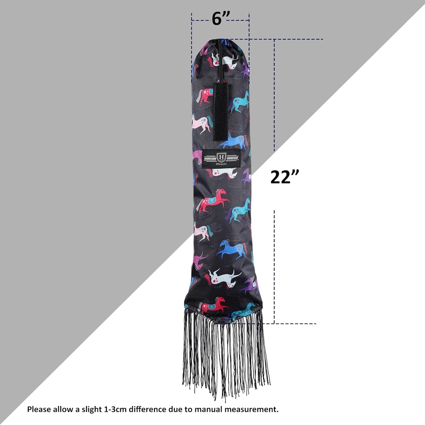 Harrison Howard Smooth Lightweight Adjustable Fastener Nylon Horse Tail Bag with Fringe