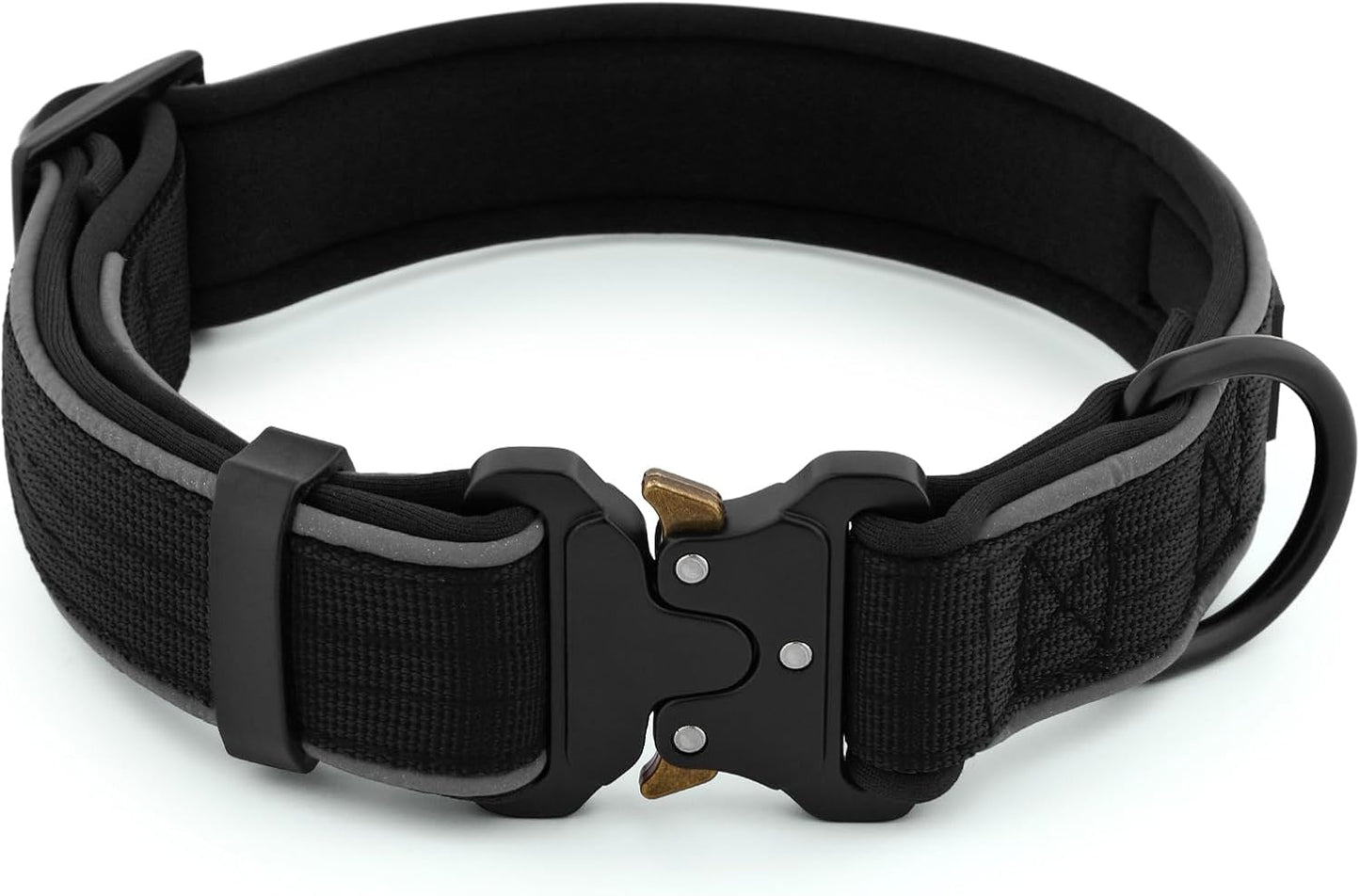 Plutus Pet Tactical Dog Collar, Reflective, Adjustable Heavy Duty Dog Collar, Soft Padded and Comfortable, for Small Medium and Large Dogs (Black, S)