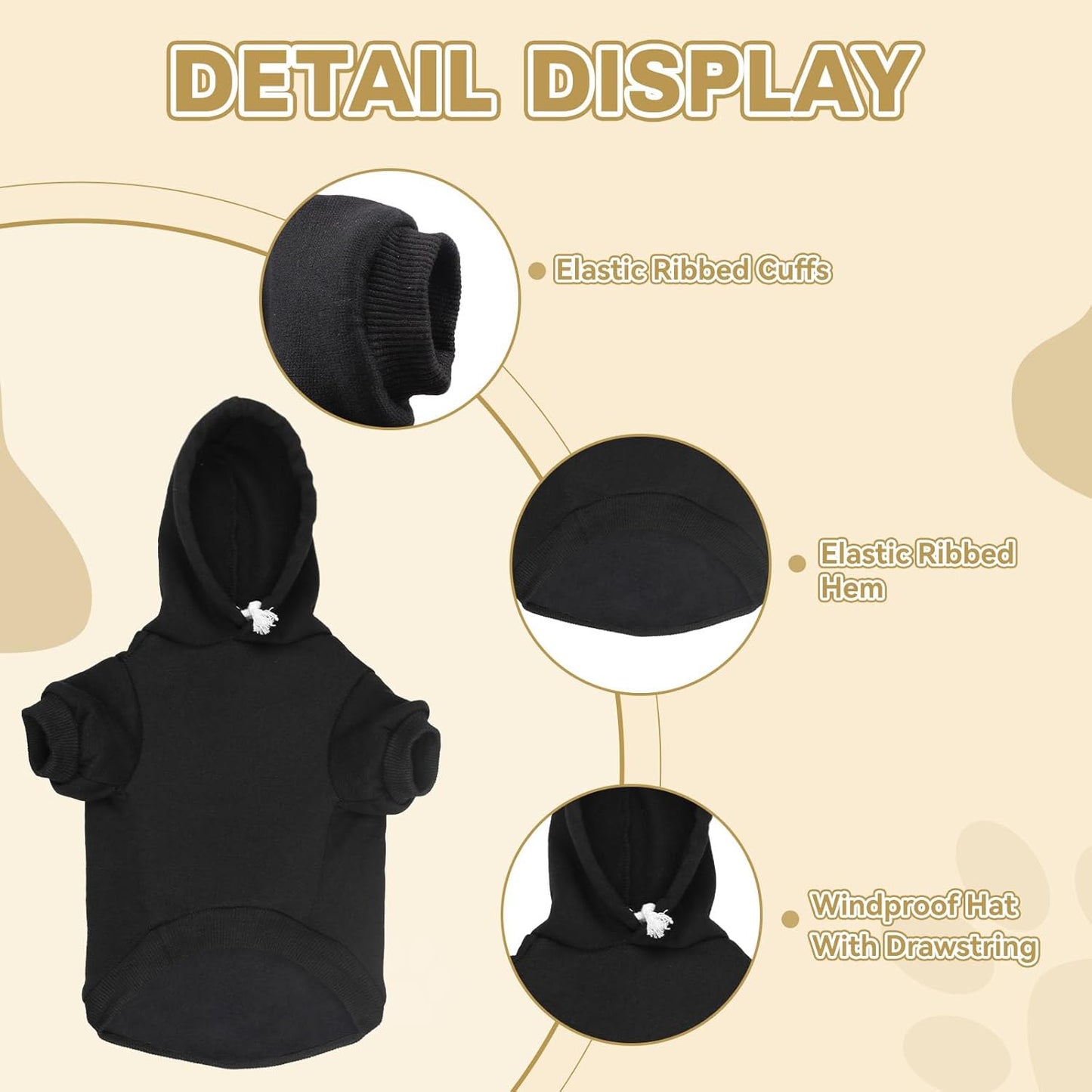 Dog Sweaters for Medium Dogs Dog Hoodie Fleece Dog Sweater Soft Dog Clothes Sweatshirt with Pocket Dog Hoodie for Medium Dogs(Black&M)