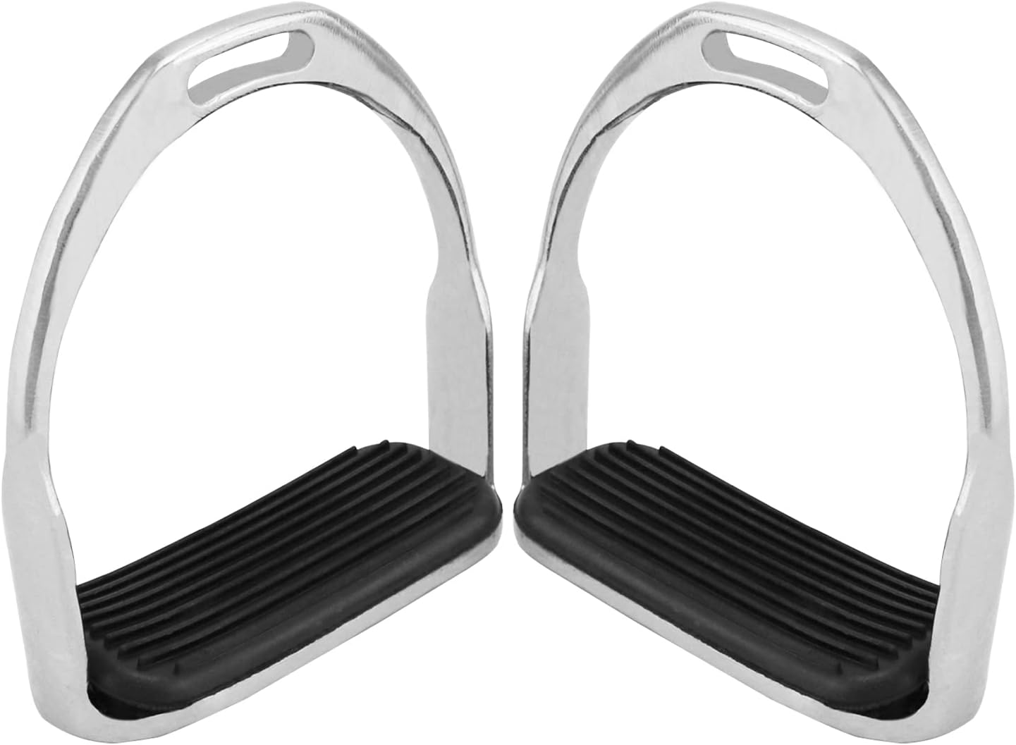 QWORK Horse Riding Stirrups, Hose Saddle, Safety Stirrup, Stainless Steel English Riding Protection Saddle, Knee Ankle Stress Pain Relief, 1 Pair