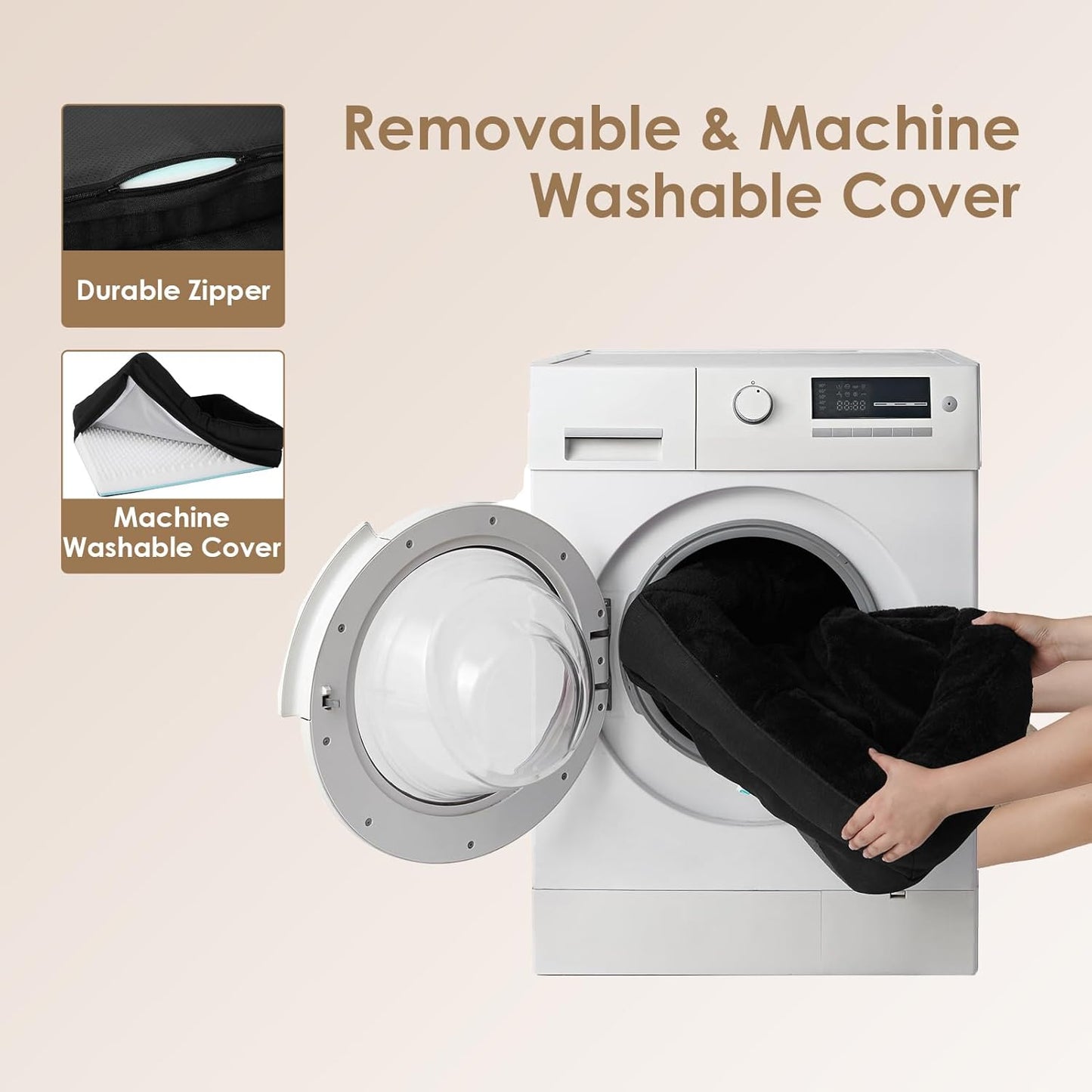 EHEYCIGA Memory Foam XXL Dog Bed for XLarge Sized, Extra Large Orthopedic Dog Sofa with Sides and Waterproof Liner, Washable Bolster Pet Couch with Removable Cover, 52x41x8 Inch, Black