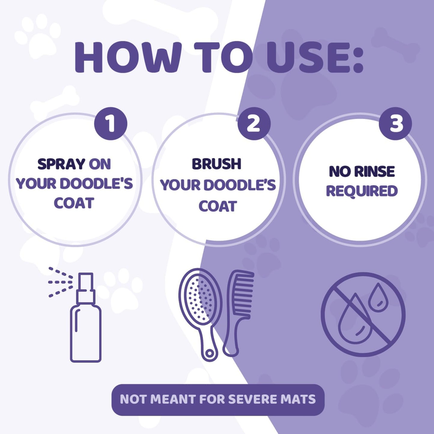 Dog Detangler Spray Dematting for Doodle - Natural Dog Leave in Conditioner Spray for Grooming and Mat Removal, Detangler Spray for Dogs Matted Hair, Puppy Poodle Detangler & Grooming