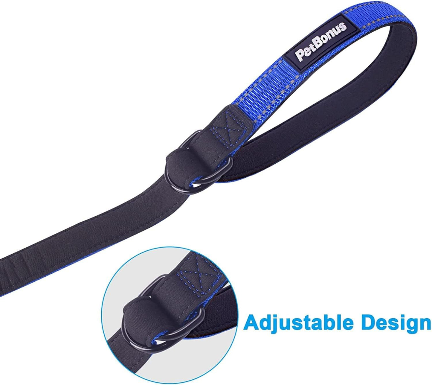 PetBonus 2 Packs Short Dog Leash, Safety Wrist Strap for Retractable Dog Leash, Reflective Design and Adjustable Soft Padded Handle, Extra Layer Security for Pet Stroller (Blue, Blue)